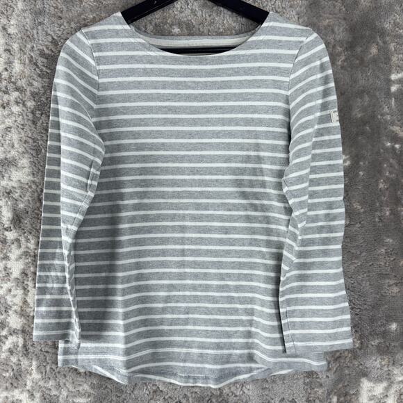 Joules Size 6 Striped Cotton Casual Top Gray Long Sleeve Round Neck Pullover - Picture 1 of 7